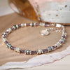 Breichled Gleiniau Arian a Phiws Cymysg | Mauve Silver Mix Bead Bracelet