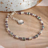 Breichled Gleiniau Arian a Phiws Cymysg | Mauve Silver Mix Bead Bracelet