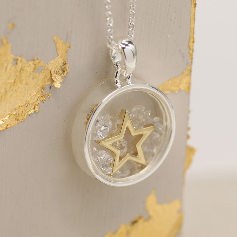 Cadwen Seren Aur a Crisialau | Gold Star and Crystals Necklace