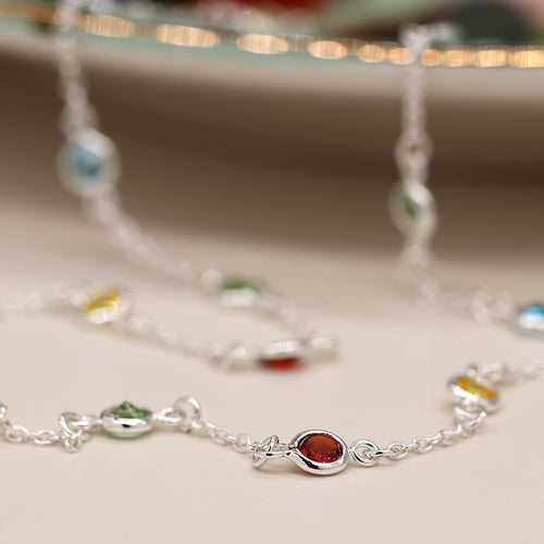 Cadwen Crisialau Lliwgar | Multicoloured Cezel Crystals Necklace