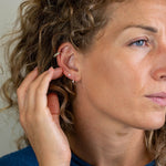 Set o 2 Clustdlysau Crisial Styd a Hwp - Aur | Faux Gold Plated Crystal Stud & Sleeper Earring Duo