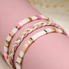 Set o 3 Breichled Pinc | Pastel Pink Mix Bead and Plait Triple Bracelet Set
