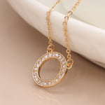 Cadwen Crisialau Cylch Lliw Aur | Gold Plated Crystal Inset Circle Necklace