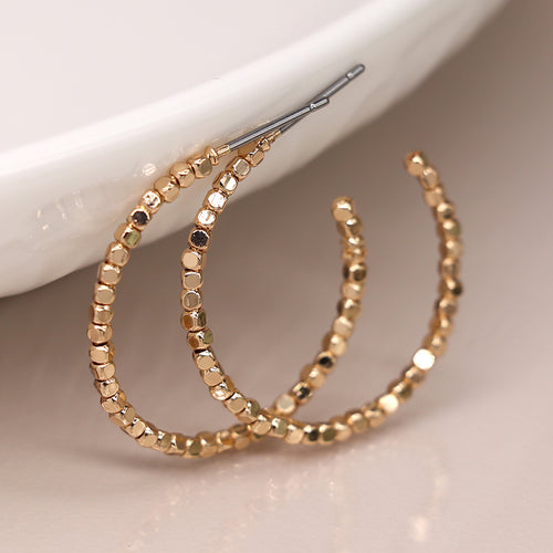 Clustdlysau Cylch - Lliw Aur | Hoop Earrings - Faux Gold