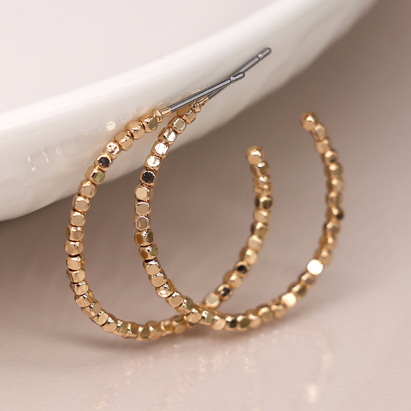 Clustdlysau Cylch - Lliw Aur | Hoop Earrings - Faux Gold