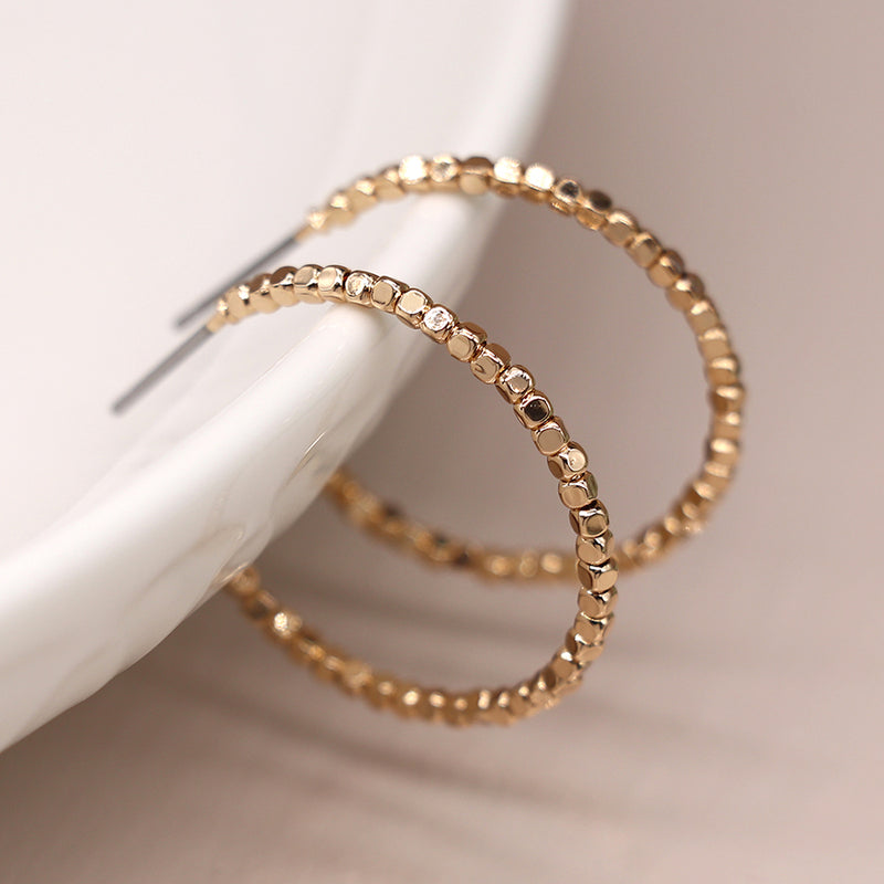 Clustdlysau Cylch - Lliw Aur | Hoop Earrings - Faux Gold