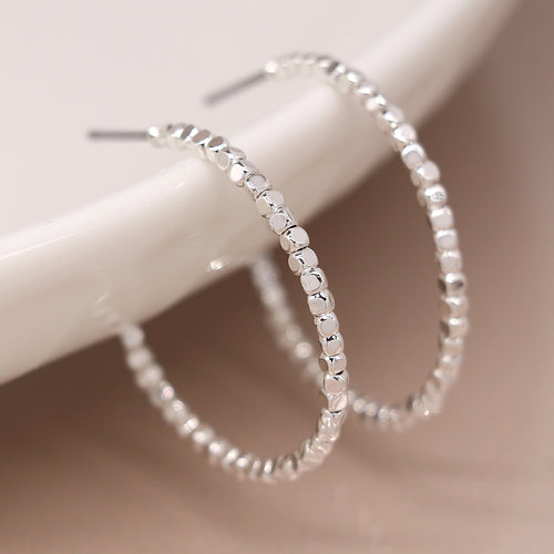 Clustdlysau Cylch - Lliw Arian | Hoop Earrings - Silver Plated