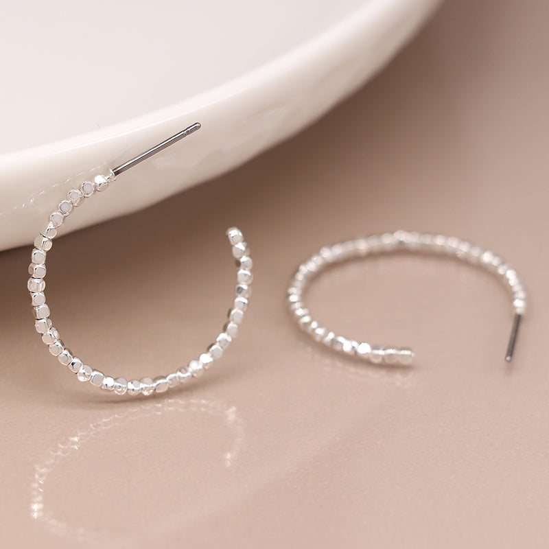 Clustdlysau Cylch - Lliw Arian | Hoop Earrings - Silver Plated