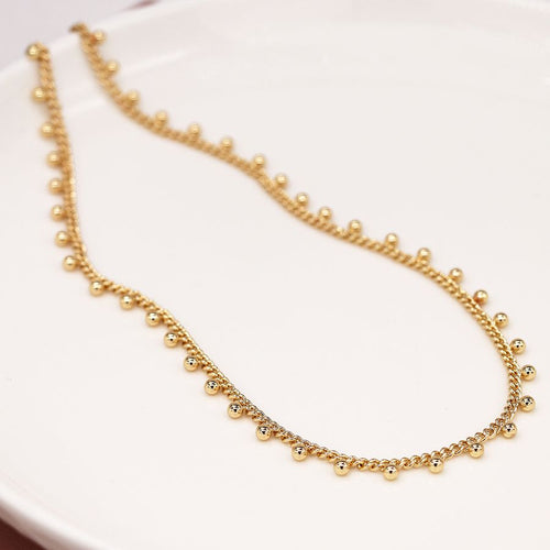 Cadwen Gleiniau Bychain - Aur | Many Beads Necklace - Faux Gold Plate