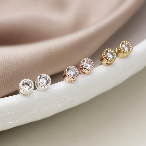 Set o Dri Clustdlysau Styd Crisial | Triple Crystal Stud Earring Set