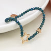 Breichled Gleiniau a Sêr - Gwyrddlas  | Bead Bracelet with Stars - Dusky Teal Blue