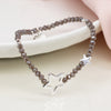 Breichled Gleiniau a Sêr - Llwyd  | Bead Bracelet with Stars - Grey
