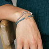 Breichled Gleiniau a Sêr - Llwyd  | Bead Bracelet with Stars - Grey