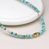 Cadwen Gleiniau Hadau - Perlog a Gwyrddlas  | Seed Bead & Pearl  Necklace - Aqua