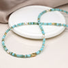 Cadwen Gleiniau Hadau - Perlog a Gwyrddlas  | Seed Bead & Pearl  Necklace - Aqua
