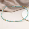 Cadwen Gleiniau Hadau - Perlog a Gwyrddlas  | Seed Bead & Pearl  Necklace - Aqua