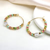 Clustdlysau Perlog - Lliw Aur a Phastel | Earrings with Pearls - Gold Coloured and Pastel