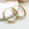 Clustdlysau Perlog - Lliw Aur a Phastel | Earrings with Pearls - Gold Coloured and Pastel