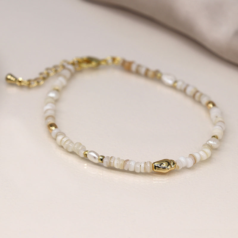 Breichled Un Llinyn Hadau Perlog  | Seed Pearl Single Strand Bracelet