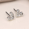 Clustdlysau Calon Grisial | Silver Plated Crystal Heart Earrings