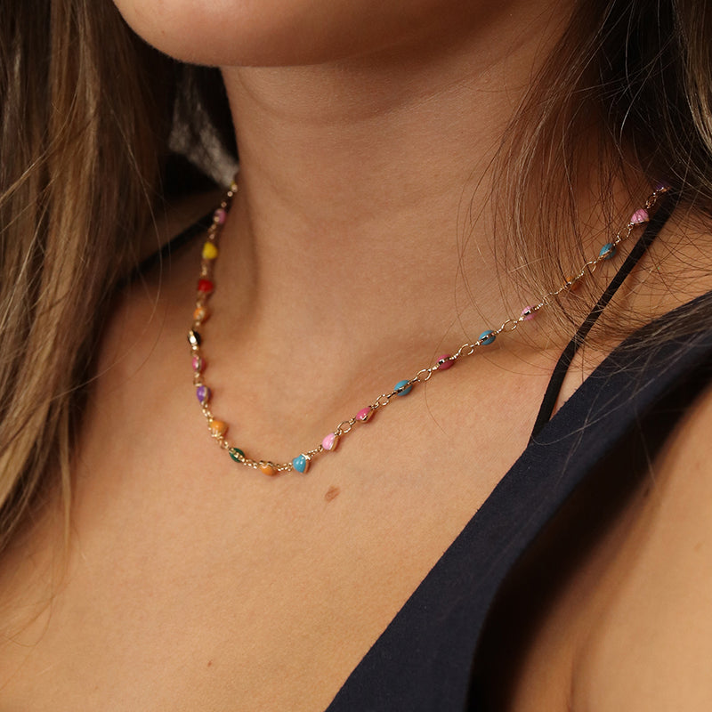 Cadwen Calonnau Enamel | Enamel Hearts Necklace