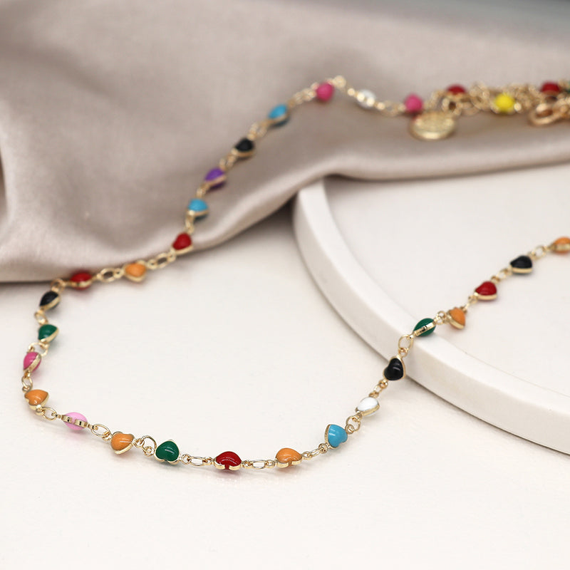 Cadwen Calonnau Enamel | Enamel Hearts Necklace