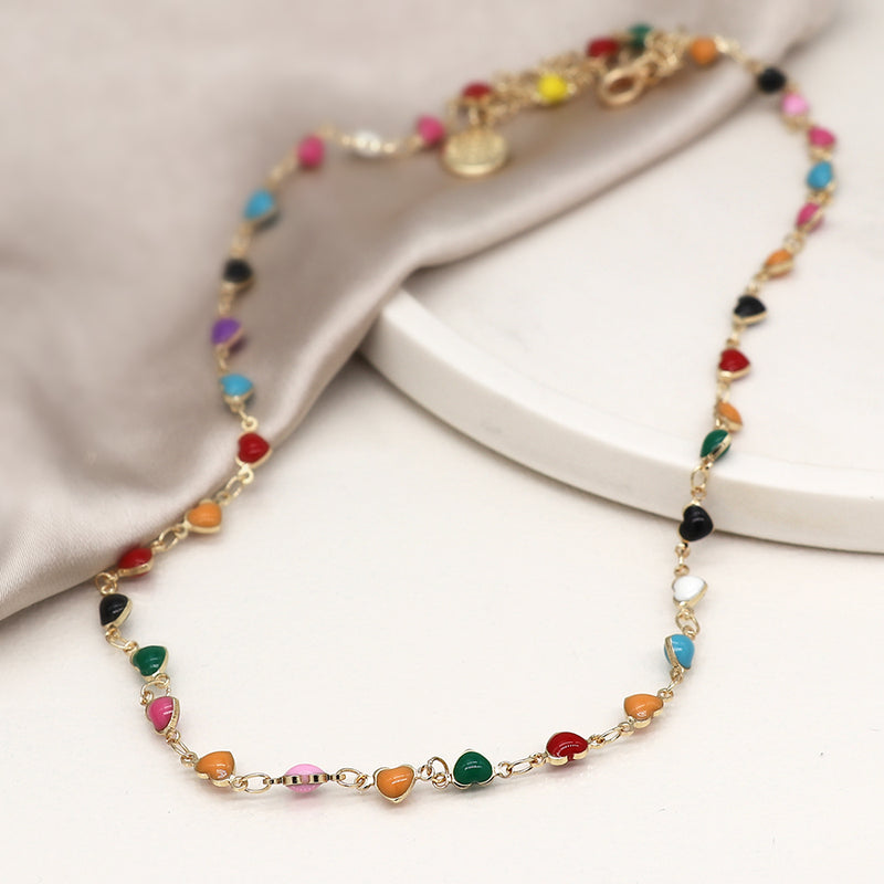 Cadwen Calonnau Enamel | Enamel Hearts Necklace