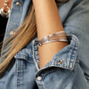 Breichled Aml-linyn | Hammered Multi Strand Bangle - Silver Plated
