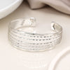 Breichled Aml-linyn | Hammered Multi Strand Bangle - Silver Plated