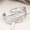 Breichled Aml-linyn | Hammered Multi Strand Bangle - Silver Plated