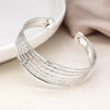 Breichled Aml-linyn | Hammered Multi Strand Bangle - Silver Plated