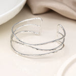 Breichled Llinyn Driphlyg | Triple Strand Bangle - Silver Plated