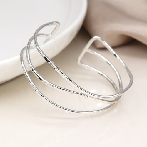 Breichled Llinyn Driphlyg | Triple Strand Bangle - Silver Plated