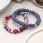 Set Breichled Ddwbl - Amryliw | Matt Bead Double Bracelet Set - Multi Mix