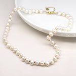 Cadwen Perlau | Ivory Freshwater Pearl and Golden Bead Necklace