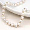 Cadwen Perlau | Ivory Freshwater Pearl and Golden Bead Necklace