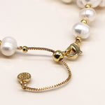 Cadwen Perlau | Ivory Freshwater Pearl and Golden Bead Necklace