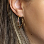 Clustdlysau Cylch  - Lliw Aur | Irregular Hoop Earrings - Golden