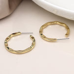 Clustdlysau Cylch  - Lliw Aur | Irregular Hoop Earrings - Golden