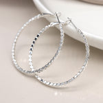 Clustdlysau Cylch - Lliw Arian | Hoop Earrings - Silver Plated