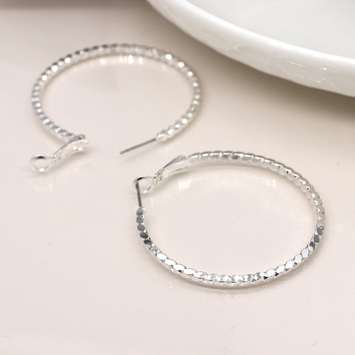 Clustdlysau Cylch - Lliw Arian | Hoop Earrings - Silver Plated
