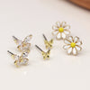 Set o Dri Clustdlysau Styd - Blodau a Phili Pala | Triple Stud Earring Set - Flowers & Butterflies