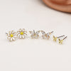 Set o Dri Clustdlysau Styd - Blodau a Phili Pala | Triple Stud Earring Set - Flowers & Butterflies