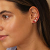 Set o Dri Clustdlysau Styd - Mefus a Blodau | Triple Stud Earring Set - Strawberries & Flower
