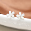 Set o Dri Clustdlysau Styd - Mefus a Blodau | Triple Stud Earring Set - Strawberries & Flower