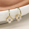 Clustdlysau Blodyn - Aur | C-Hoop Quatrefoil Earrings - Golden
