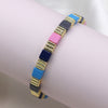 Breichled Gleiniau Sgwar | Square Bead Bracelet - Golden and Muted