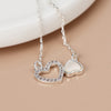 Cadwen Dwy Galon | Silver Plated Topsy Turvy Hearts Necklace