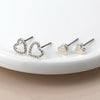 Set o Ddau Clustdlysau | Double Earring Set - Hearts