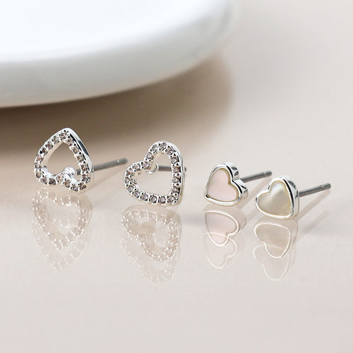 Set o Ddau Clustdlysau | Double Earring Set - Hearts